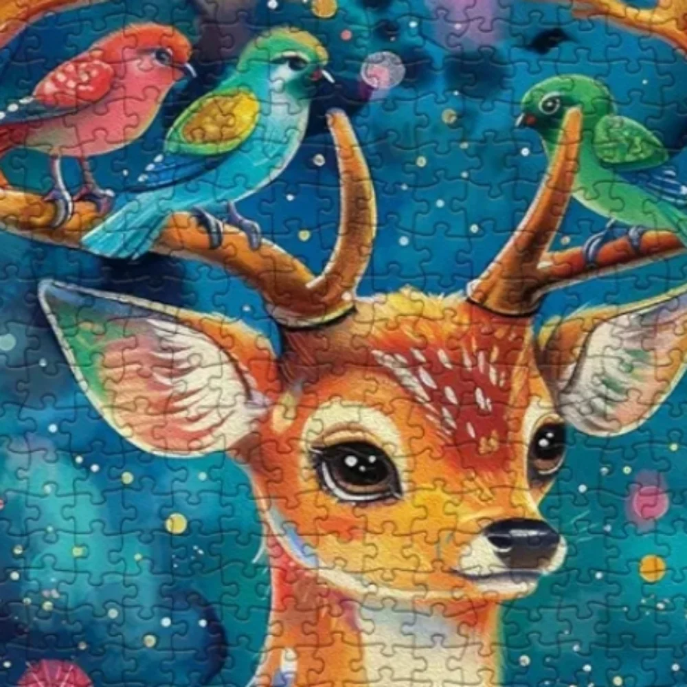 Mystic Deer 1000 Piece Jigsaw Puzzle, Whimsical Fantasy Christmas Forest